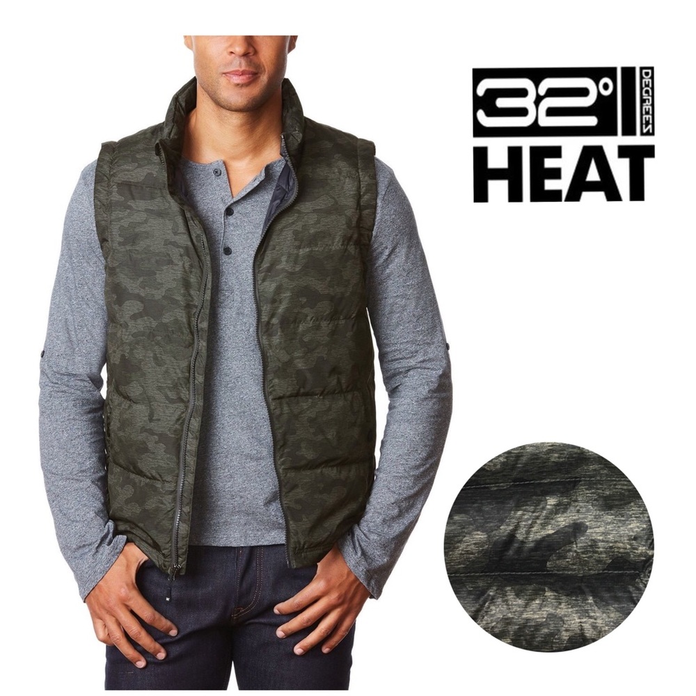 NWT 32 Heat Camo Print Down Zip up Vest
